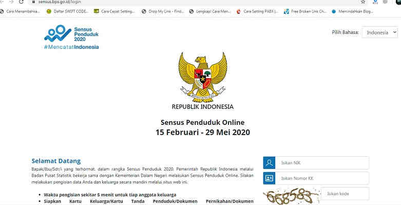 Sensus Penduduk Online 2020 : Mengatasi Error NIK atau Nomor KK Anda tidak sesuai - kode : 104 Sensus Online