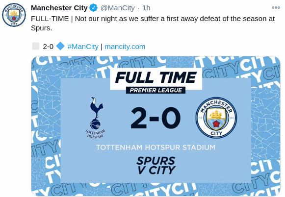 Hasil Tottenham vs Manchester City Skor Akhir 2-0 Hasil Spurs vs Manchester City
