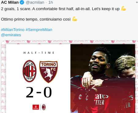 Hasil AC Milan vs Torino Skor Akhir 2-0