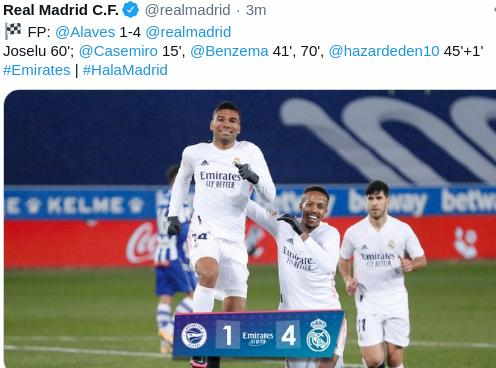Hasil Alaves vs Real Madrid
