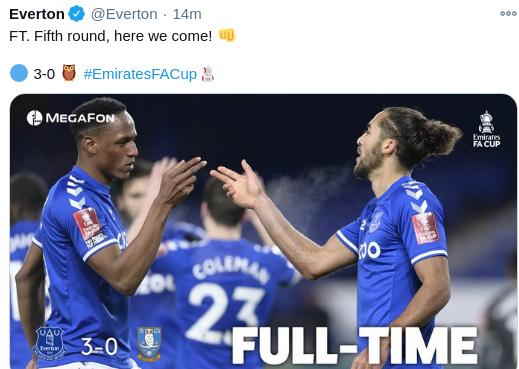 Hasil Everton vs Sheffield Wednesday