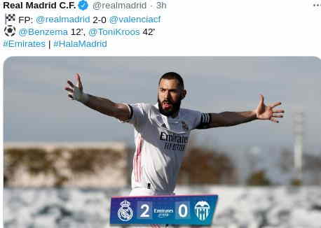 Hasil Real Madrid vs Valencia Skor Akhir 2-0 | 14 Februari 2021 Hasil Real Madrid vs Valencia 2-0