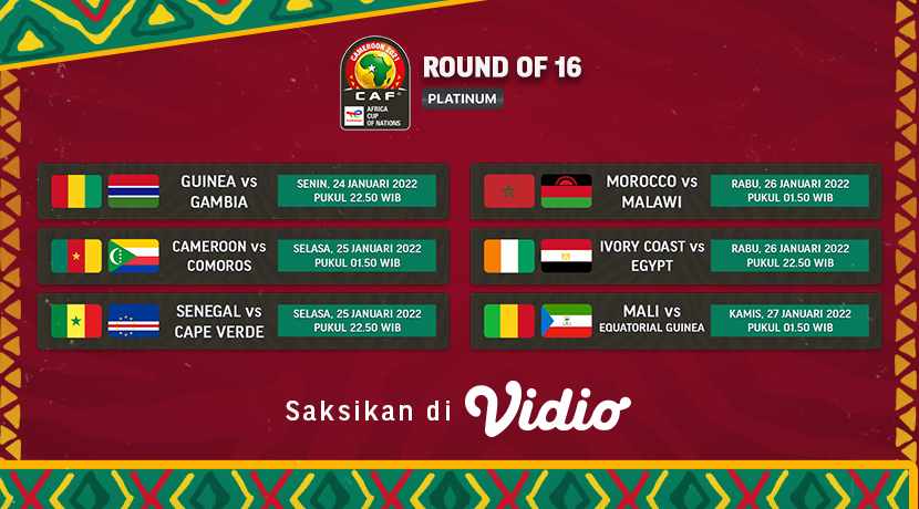 Jadwal Live Streaming Babak 16 Besar Piala Afrika